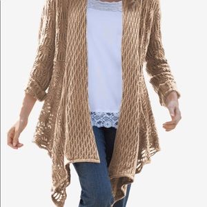 Woman Within Open Front Pointelle Cardigans